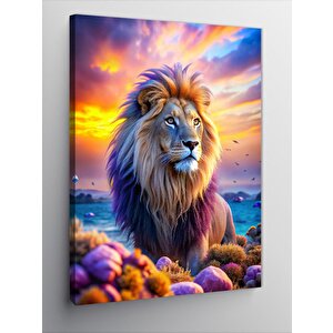 Kanvas Tablo Aslan Ve Gün Batımı 50x70 cm