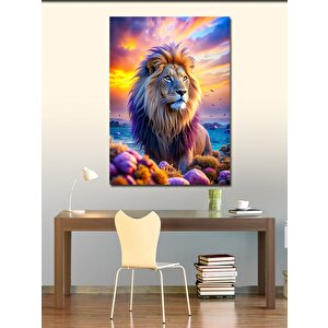 Kanvas Tablo Aslan Ve Gün Batımı 50x70 cm