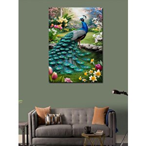 Kanvas Tablo Erkek Tavus Kuşu 100x140 cm