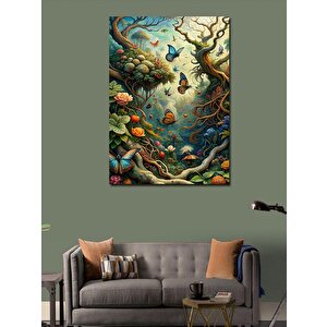 Kanvas Tablo Ormandaki Kelebekler Ve Çiçekler 70x100 cm