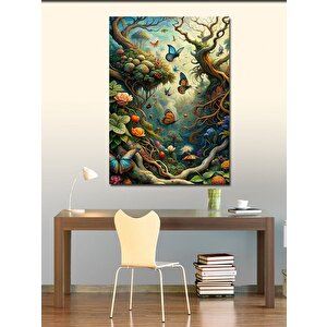 Kanvas Tablo Ormandaki Kelebekler Ve Çiçekler 70x100 cm