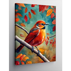 Kanvas Tablo Turuncu Bülbül Kuş 70x100 cm