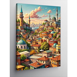 Kanvas Tablo İstanbul Manzaralı Şehir 50x70 cm