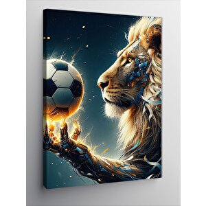 Kanvas Tablo Futbol Oynayan Aslan 50x70 cm
