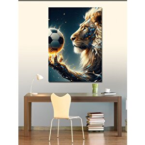 Kanvas Tablo Futbol Oynayan Aslan 50x70 cm