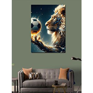 Kanvas Tablo Futbol Oynayan Aslan 100x140 cm