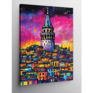 Kanvas Tablo Pastel İstanbul Galata Kulesi 100x140 cm