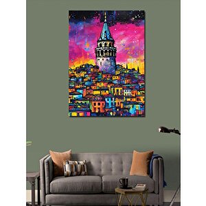 Kanvas Tablo Pastel İstanbul Galata Kulesi 100x140 cm
