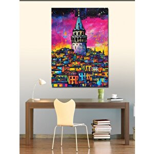 Kanvas Tablo Pastel İstanbul Galata Kulesi 100x140 cm