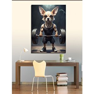 Kanvas Tablo Halter Kaldıran Köpek 70x100 cm