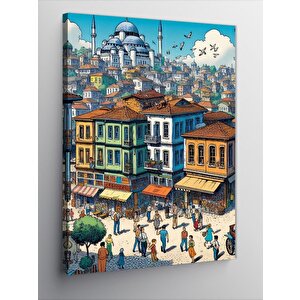 Kanvas Tablo İstanbul'da Bir Semt 70x100 cm