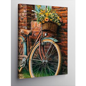 Kanvas Tablo Retro Bisiklet Ve Çiçekler 100x140 cm