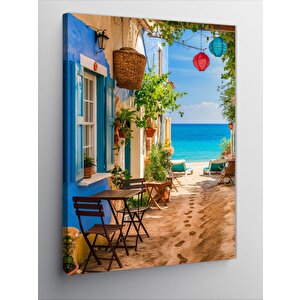 Kanvas Tablo Sahil Kasabası Manzarası 70x100 cm