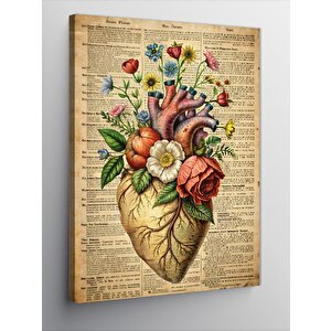 Kanvas Tablo Çiçekler Ve Kalp 70x100 cm