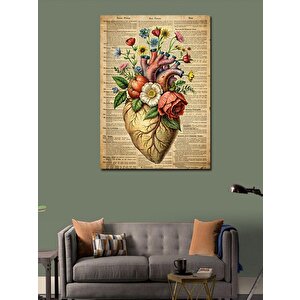 Kanvas Tablo Çiçekler Ve Kalp 70x100 cm