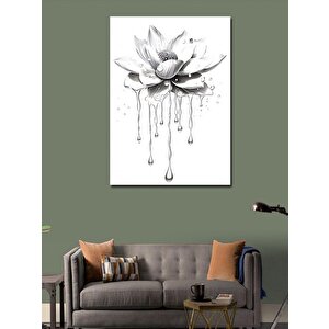 Kanvas Tablo Üzerinden Su Damlayan Beyaz Çiçek 100x140 cm