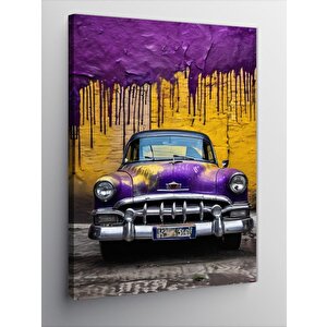 Kanvas Tablo Mor Klasik Araba 100x140 cm