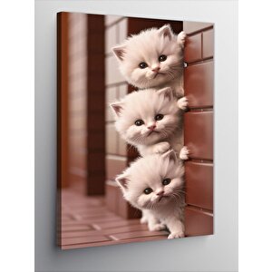 Kanvas Tablo Sevimli Beyaz Yavru Kediler 50x70 cm