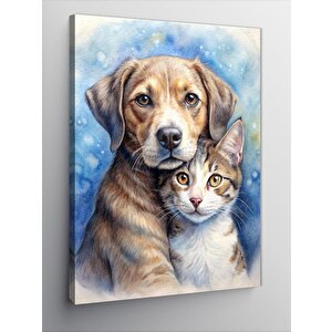 Kanvas Tablo Köpek Ve Kedi Pozu 70x100 cm