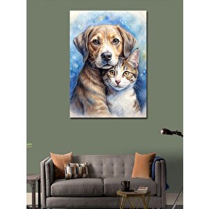 Kanvas Tablo Köpek Ve Kedi Pozu 70x100 cm