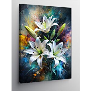 Kanvas Tablo Beyaz Çiçekler 100x140 cm