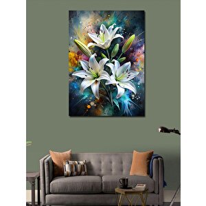 Kanvas Tablo Beyaz Çiçekler 100x140 cm