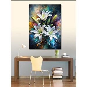Kanvas Tablo Beyaz Çiçekler 100x140 cm