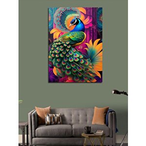 Kanvas Tablo Tavuskuşu Ve Çiçek 70x100 cm