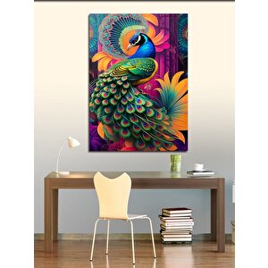 Kanvas Tablo Tavuskuşu Ve Çiçek 70x100 cm