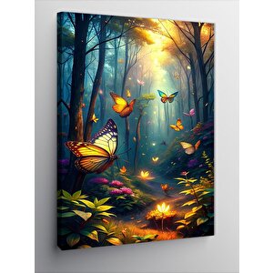 Kanvas Tablo Ormandaki Kelebekler 100x140 cm