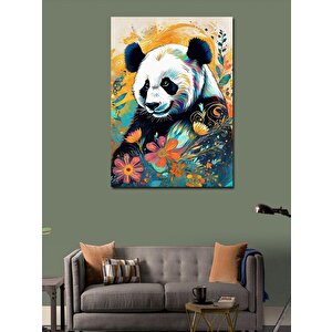 Kanvas Tablo Panda Ve Çiçekler 70x100 cm