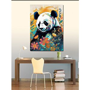 Kanvas Tablo Panda Ve Çiçekler 70x100 cm