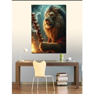 Kanvas Tablo Şiş Kebap Yapan Aslan 70x100 cm