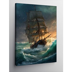 Kanvas Tablo Dalgaları Aşan Yelkenli 70x100 cm
