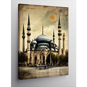 Kanvas Tablo Gazete Fon Cami Temalı 100x140 cm