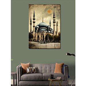Kanvas Tablo Gazete Fon Cami Temalı 100x140 cm