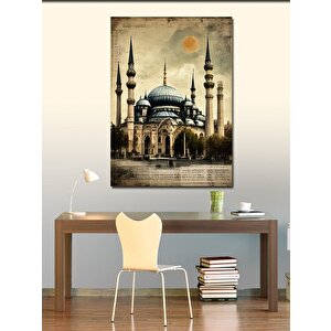 Kanvas Tablo Gazete Fon Cami Temalı 100x140 cm