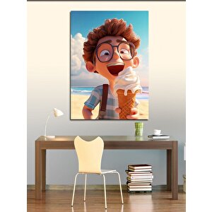 Kanvas Tablo Dondurma Yiyen Çocuk 100x140 cm