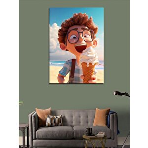 Kanvas Tablo Dondurma Yiyen Çocuk 70x100 cm