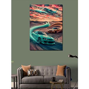 Kanvas Tablo Spor Araba Drift Yarışı 70x100 cm