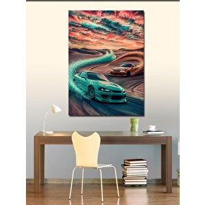 Kanvas Tablo Spor Araba Drift Yarışı 70x100 cm