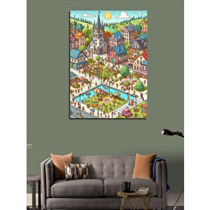 Kanvas Tablo Sevimli Şehir Ve Oyun Parkı 50x70 cm