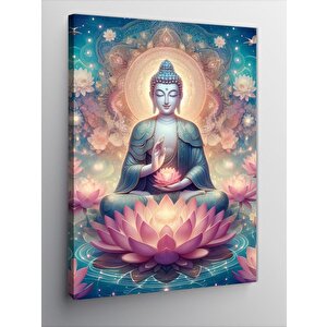 Kanvas Tablo Buda Heykeli Ve Lotus Çiçeği 70x100 cm