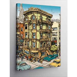 Kanvas Tablo Bina Ve İnsanlar 70x100 cm