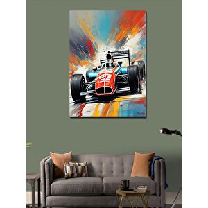 Kanvas Tablo Retro Formula 1 Aracı 100x140 cm