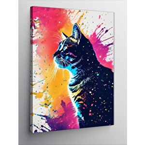Kanvas Tablo Renkli Fonk Kedi 70x100 cm