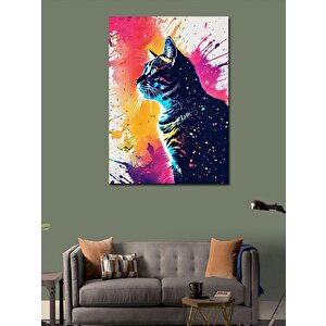 Kanvas Tablo Renkli Fonk Kedi 70x100 cm