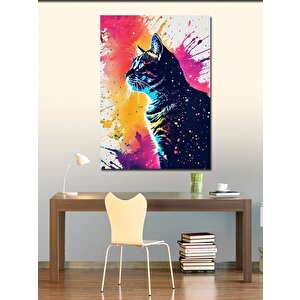 Kanvas Tablo Renkli Fonk Kedi 70x100 cm