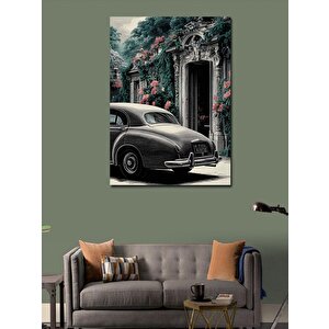 Kanvas Tablo Çiçekler Ve Klasik Araba 70x100 cm