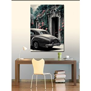 Kanvas Tablo Çiçekler Ve Klasik Araba 70x100 cm